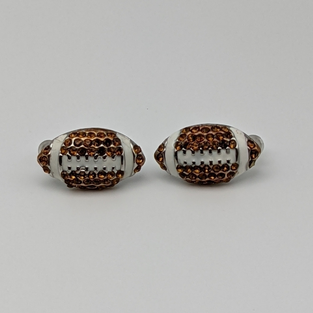 Football crystal rhinestone stud earrings